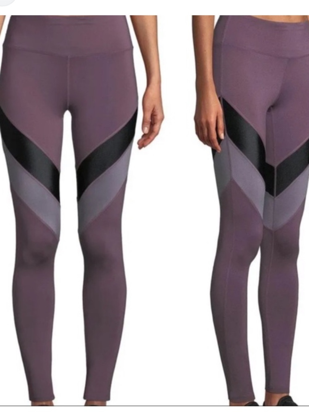BCBGMaxAzria Purple Colorblock High-Waist Leggings Size M